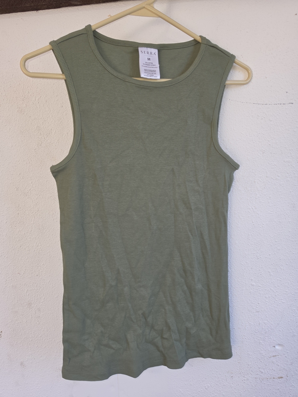 Serra Olive Ribbed Crewneck Sleeveless Tank